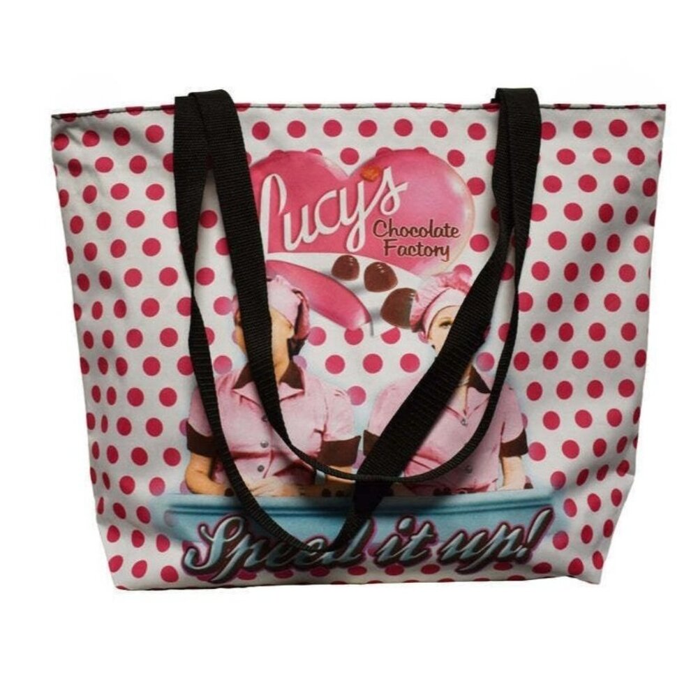 Chocolate Factory New I Love Lucy Tote Bag Shoulder Shopping Lucille Balle Ethel - Picture 2 of 4